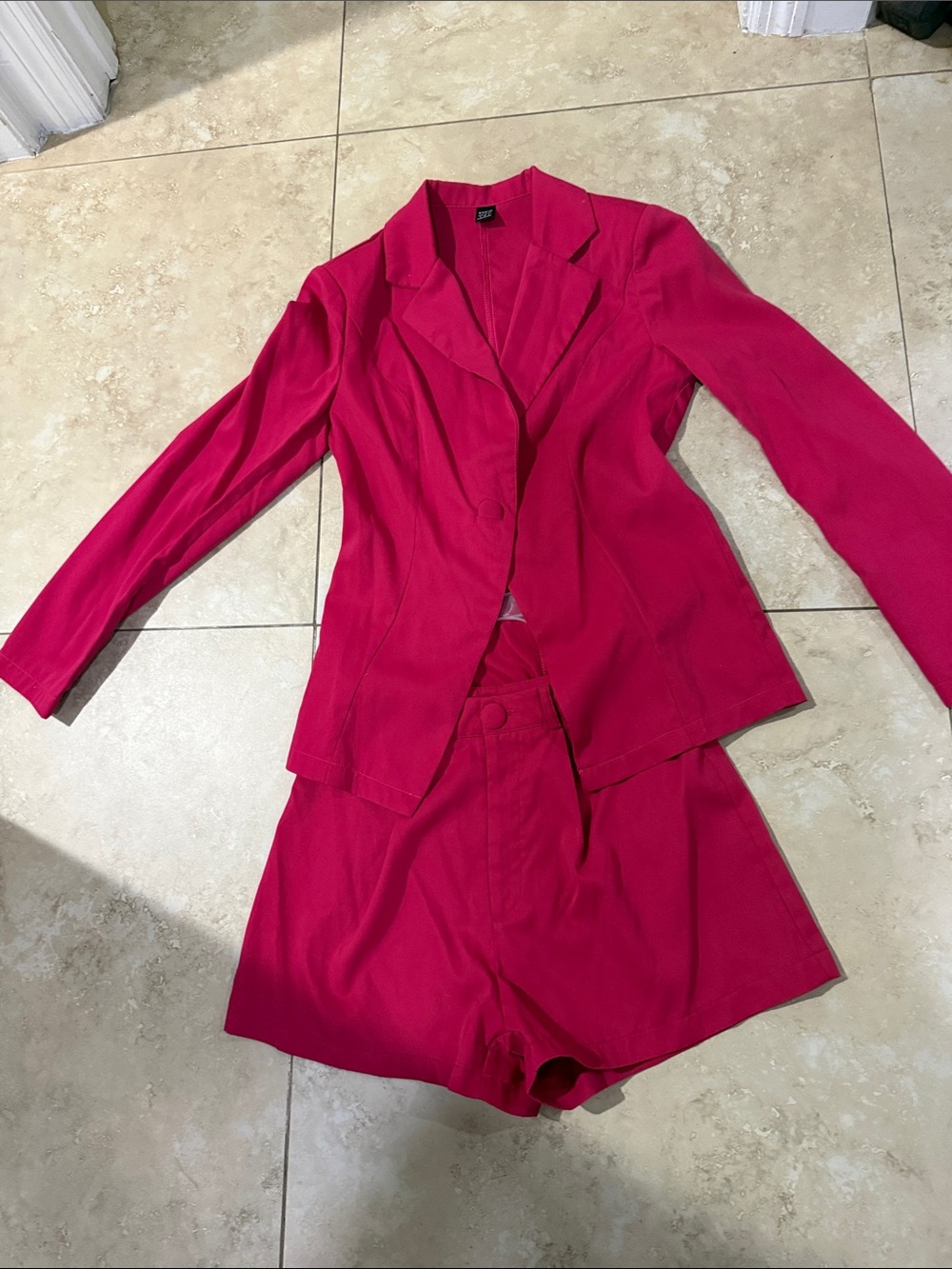 SHEIN Hot Pink Blazer and Shorts Set